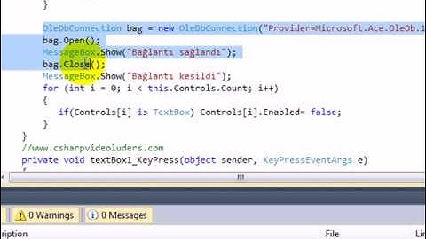 Veri Tabanına Bağlantı Sağlama Ders 95  C# - C Sharp - Access -- www.csharpvideoluders.com --