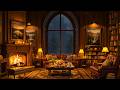 Soft Jazz In Cozy Cabin Ambience With Warm Fireplace Rain Sounds For Relaxation Study Sleep 