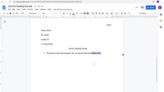 Summer Reading MLA Format