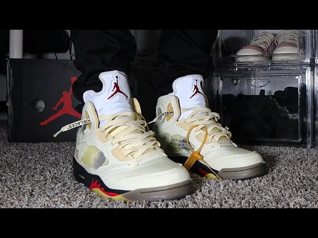 Sail Off-White Jordan 5's | Unboxing & On Foot Review! - YouTube