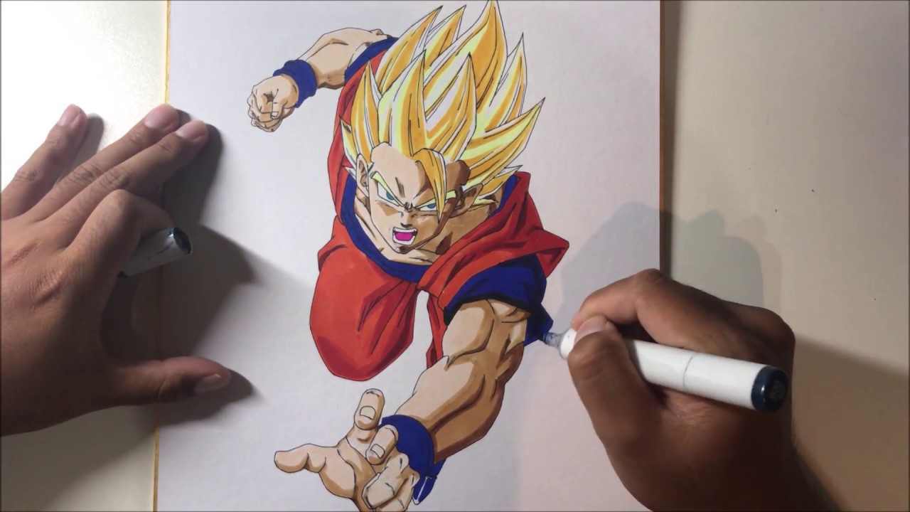ドラゴンボール 悟空 描いてみた How To Draw Super Saiyajin Goku アナログ絵 Youtube