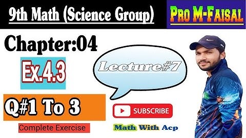 9Th Class Math || Ch 4 Algebraic Expression And Formula || Exercise 4.3 Question 1 To 3
