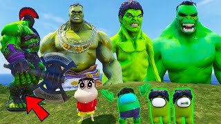 GTA 5 : SHINCHAN Found HULK ISLAND || 50 different HULKS with SUPERPOWER GTA V