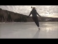 Figure Skater Filmed with Drone on Mountain Lake