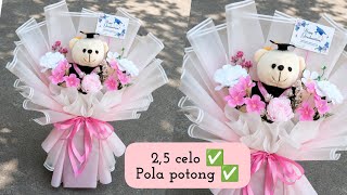 TUTORIAL BUKET BONEKA WISUDA GEMBUL WRAPPING 2,5 CELLOPHANE / CARA MUDAH MEMBUAT BUKET WISUDA