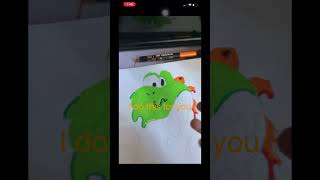 Drawing yoshi with posca markers! Drip effect!(#shorts)