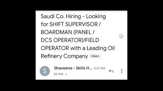 Saudi Co. Hiring - SHIFT SUPERVISOR/BOARDMAN(PANEL DCS OPERATOR)/FIELD OPERATOR _ Refinery Company