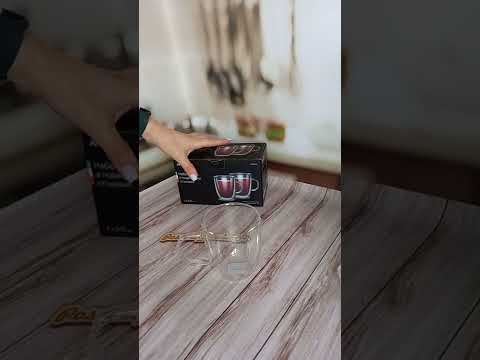 Набір чашок із ручками Ardesto 310 мл 2 шт. із подвійними стінками, видео 1