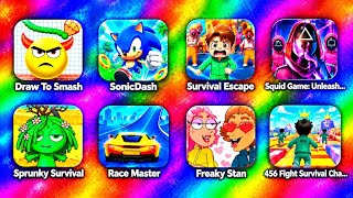 Draw To Smash, SonicDash, Survival Escape, Squid Game, Race Master & Freaky Stan | Tablet Gameplay screenshot 4