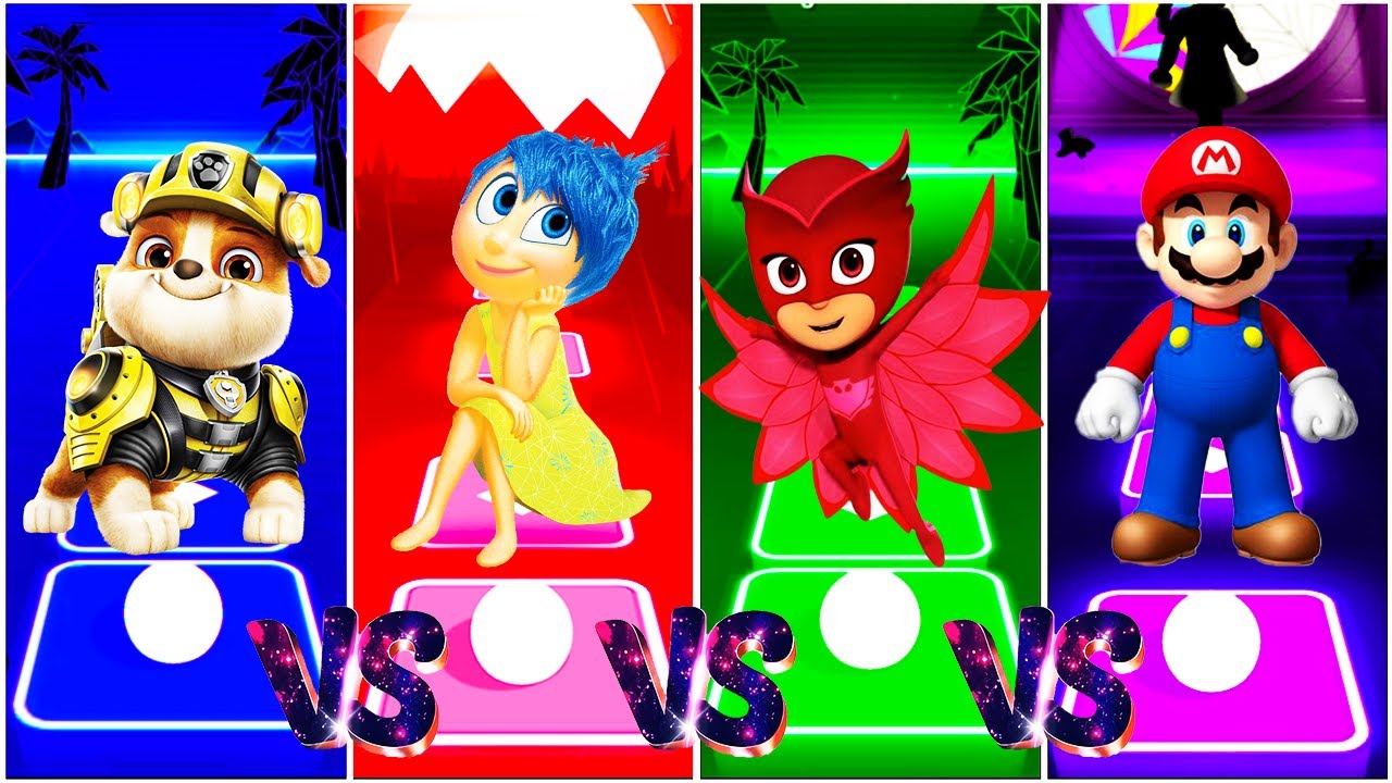 Rubble vs Joy Inside OUT vs Pj Masks vs Super Mario Tiles Hop EDM Rush