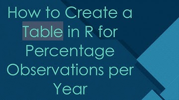 How to Create a Table in R for Percentage Observations per Year