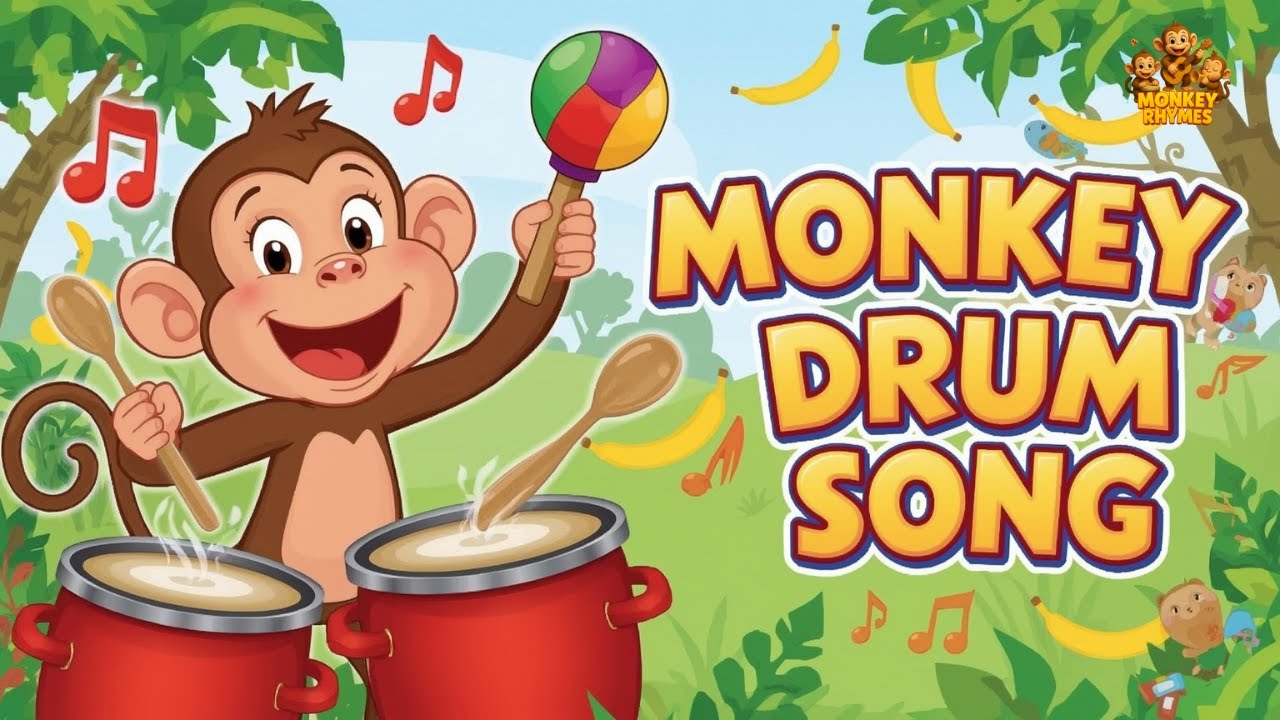 Max the Monkey Drum Song | Funny Animal Dance Rhyme | Nursery Rhymes | Monkey Rhymes