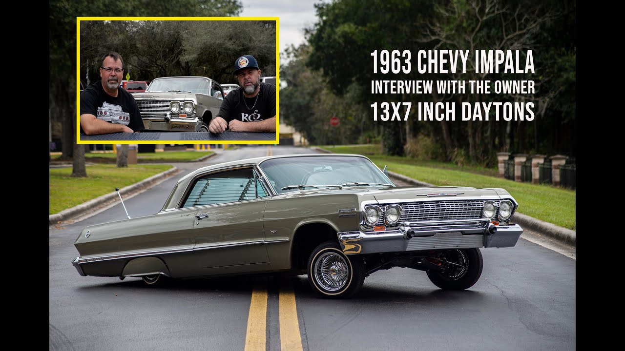 OG clean 1963 Impala juiced on 13x7 inch Daytons - YouTube