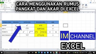 cara menggunakan rumus pangkat dan akar di excel