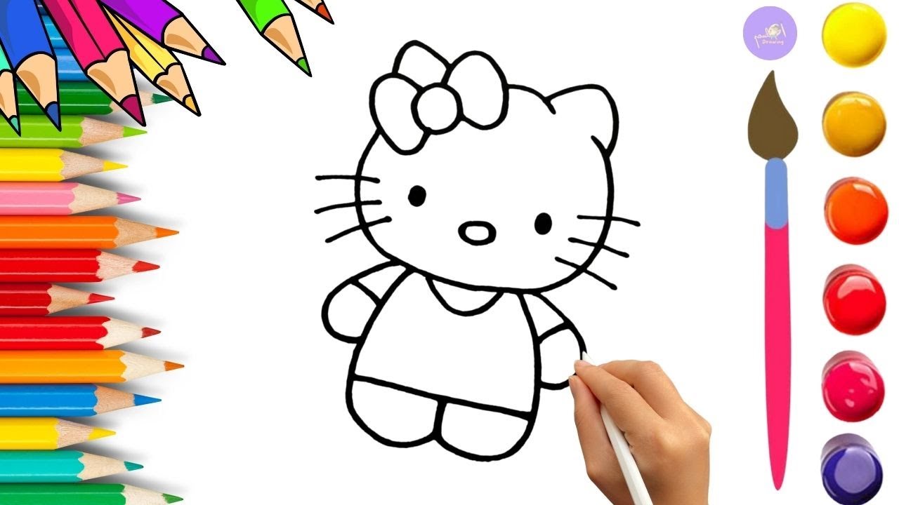 How To Draw cute Kitty Drawing, Painting & Coloring For Kids and Toddlers_🌈🎨