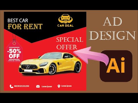 How to Design a (AD) poster In Adan illustrtur || Car Rent ad - YouTube