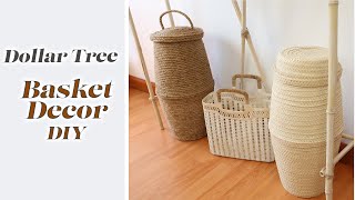 Dollar Tree Basket Decor DIY   / Large Storage Basket DIY