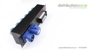 19-Inch Rack Mount 3U Mains Distribution Unit 32A 230V 2P+E to 6 x 16A 2P+E (Individual MCB's)