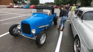 SURF Ballroom Road Tour cars pulling into Clear Lake, Iowa