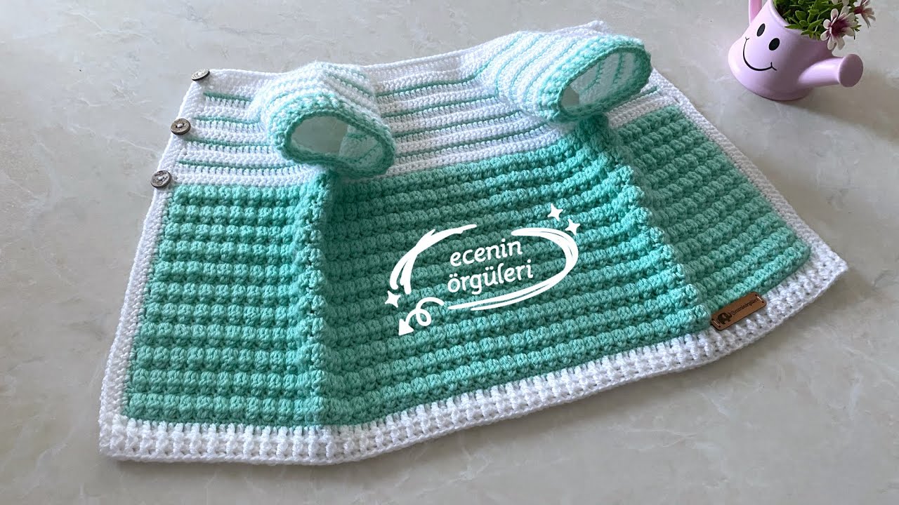 Crochet Vest for Baby Girls and Boys /Kız ve Erkek Bebekler için 2 Renkli Tığ işi Yelek  / 6-12 ay
