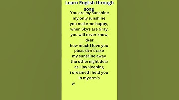 Learn English through song. You are my sunshine #english #lyrics #song #redditstories #short