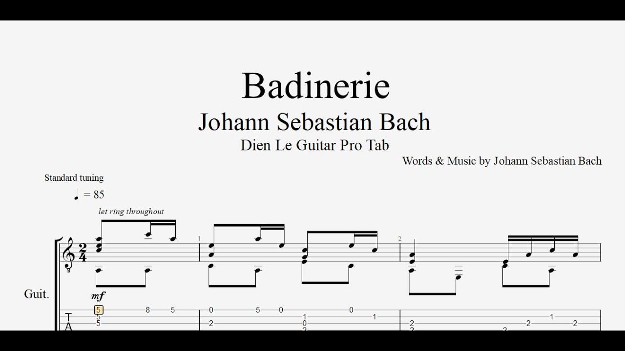 Badinerie by Johann Sebastian Bach with Guitar Tutorial TABs