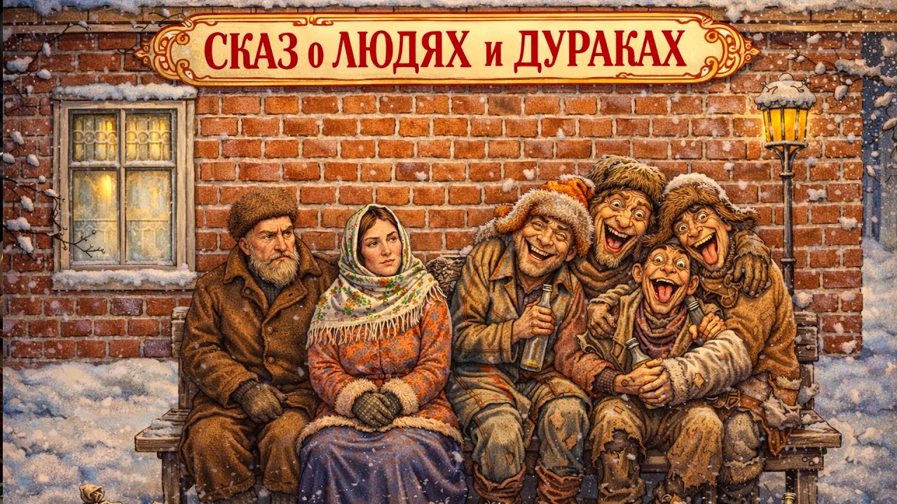 Сказ про людей и дураков в кирпичном доме на лавочке зимой