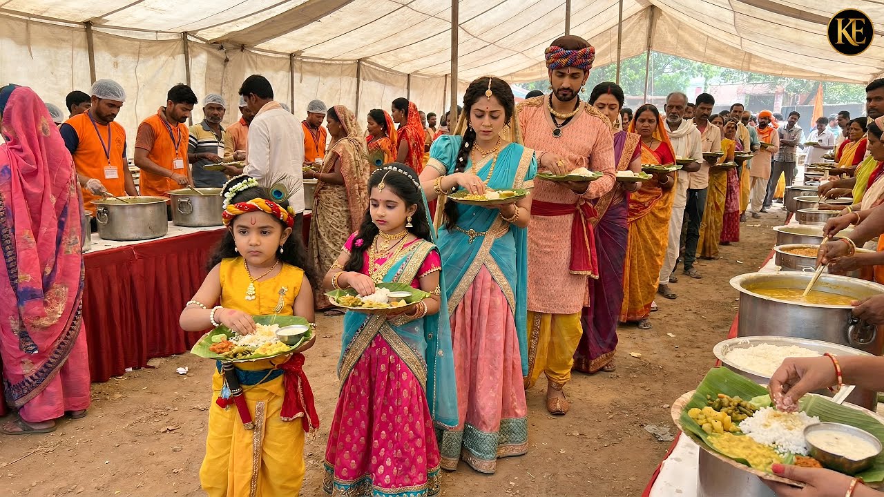 बाल कान्हा और राधा गई मैया बाबा के साथ भंडारे खाने || यशोमती मईया के नंदलाला || Shree Krishan leela