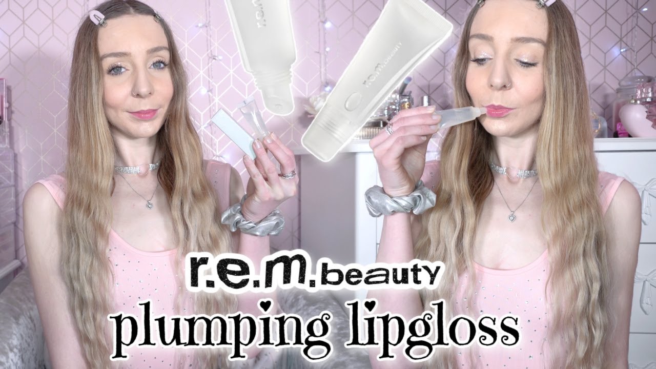 R.E.M BEAUTY PLUMPING LIPGLOSS 🤍🪐 Ariana Grande Makeup YouTube