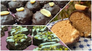 حلويات العيد بدون طابع و بدون فرن، شكل و مذاق تستحق التجربة Chocolate and nuts sweets  