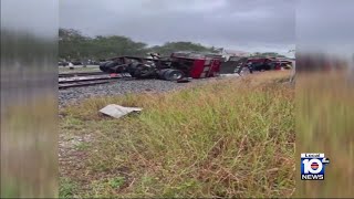 15 injured after Brightline train crashes into fire truck in Delray Beach