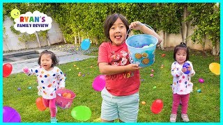 ryan easter eggs hunt opening surprise toys with emma and kate