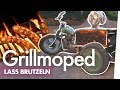 Das grillmoped  wurst auf motorrad im bierfass braten  kliemannsland