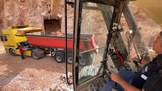 Caterpillar 375 Excavator Loading MAN And Mercedes Trucks - Sotiriadis/Labrianidis Quarry Works
