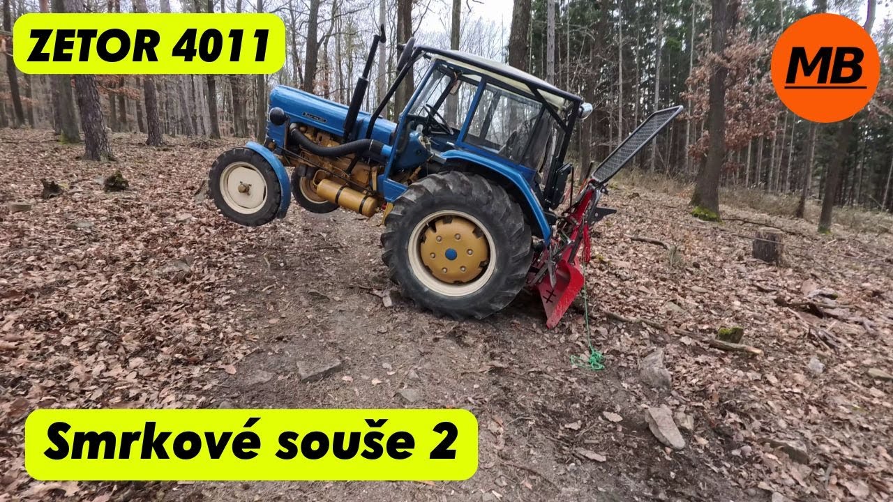 ZETOR 4011 - STIHL MS 462 - Smrkové souše po kůrovci - kladka v akci