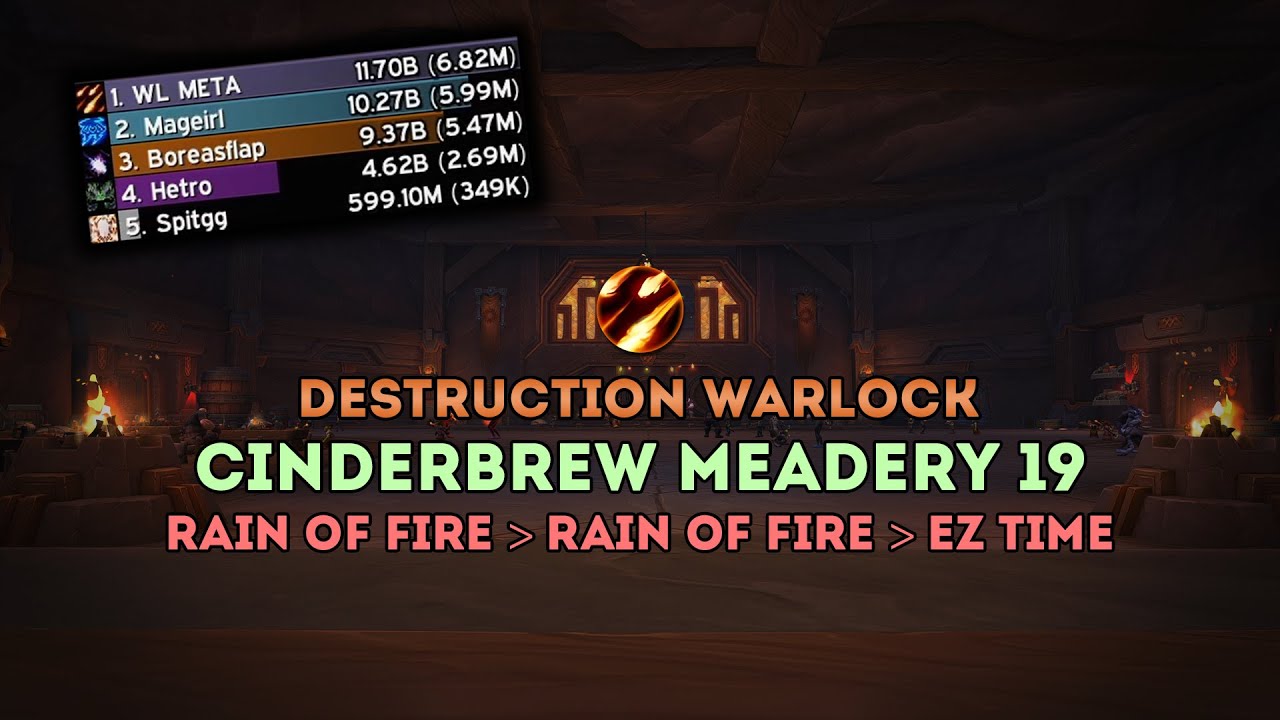 Cinderbrew Meadery +19 | Destruction Warlock | The War Within WoW 11.1.5 Season 2