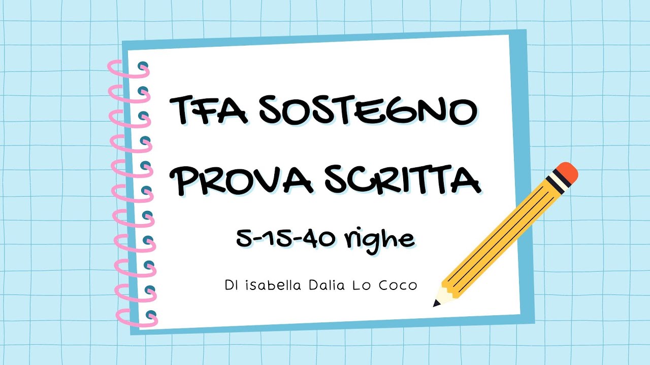 TFA SOSTEGNO PROVA SCRITTA - YouTube