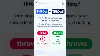 throw vs throws in Java 🔥 | Exception Handling Explained #Java #Shorts  #coding #springboot