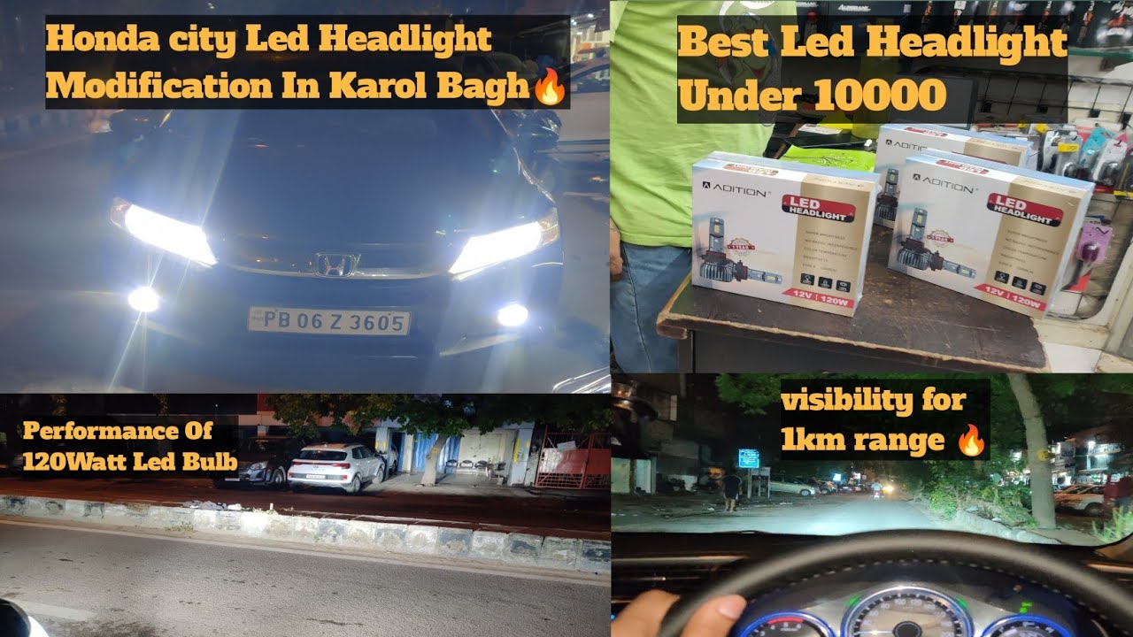 Honda City 2014 Led Headlight Upgrade - 120 Watt Led | Karol Bagh Modification