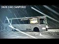 吹雪のバス車中泊｜今夜は安全の為にここで避難します