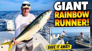 I Caught a GIANT Rainbow Runner… Then Gave It Away! | Florida Keys Fishing