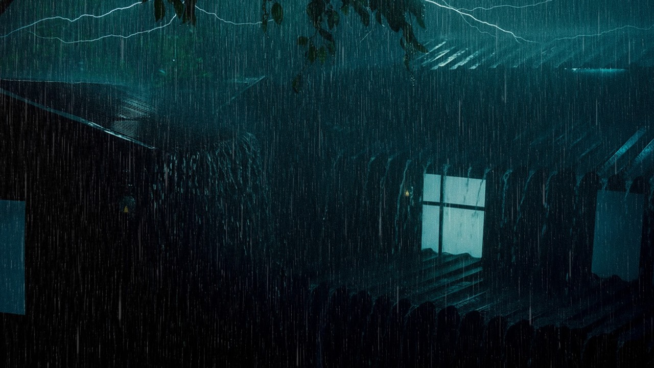 Storm Rain & Thunderstorm Sleep Sounds | Torrential Rainstorm on Tin Roof & Mighty Thunder at Night