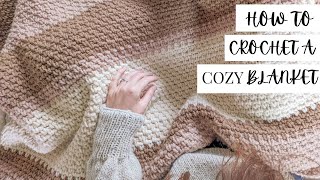 Super Cozy Crochet Striped Blanket  How to Crochet a Striped Blanket Using the Moss Stitch