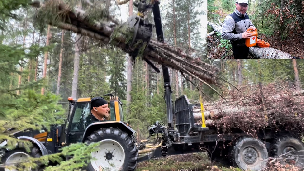 Valtra city ja Kesla, hakepuuta ajettiin.