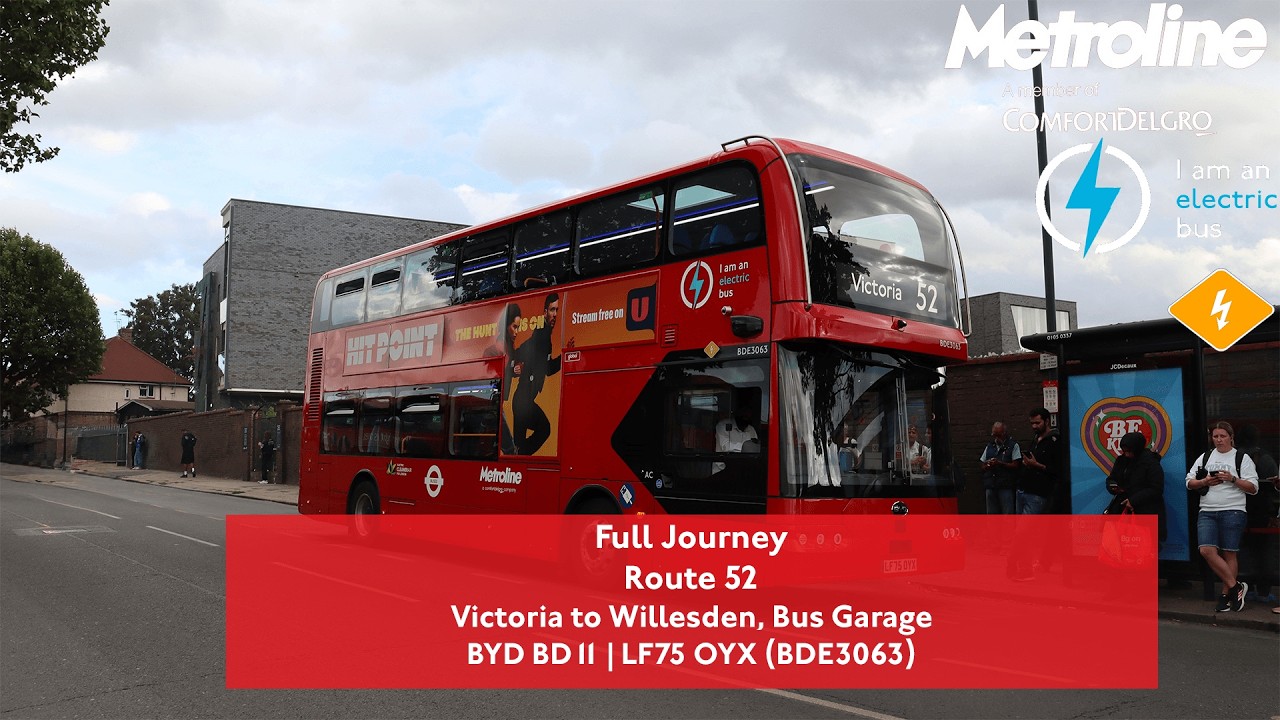 Full Journey | Route 52 to Willesden, Bus Garage + Diversion | BYD