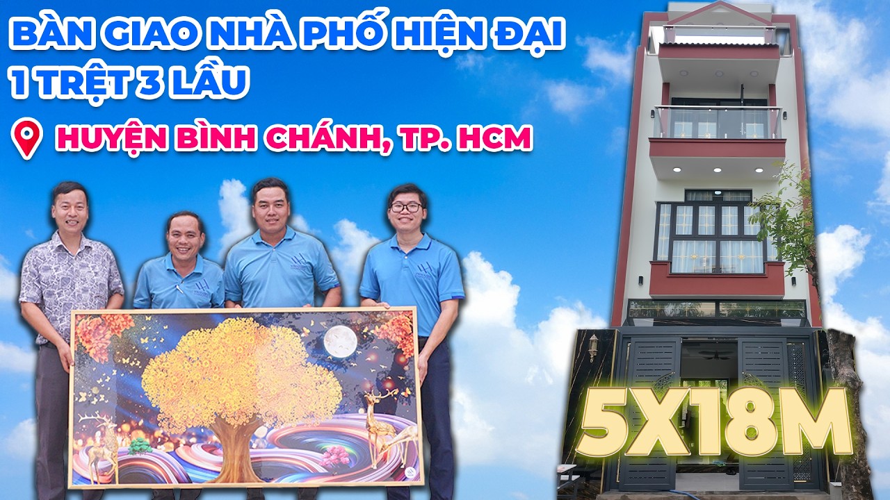 Bàn Giao Nhà Phố Hiện Đại 4x18m 1 Trệt 3 Lầu Tại Huyện Bình Chánh - HCM | XÂY NHÀ TRỌN GÓI VINHOUSES