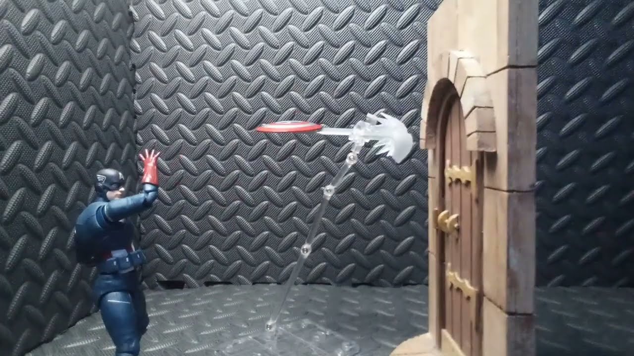 Captain America  throwing  his shield stop motion
