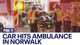 Car Hits Ambulance In Norwalk; 7 Hospitalized