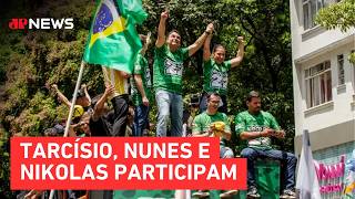 Flávio Bolsonaro gathers supporters at rally on Avenida Paulista