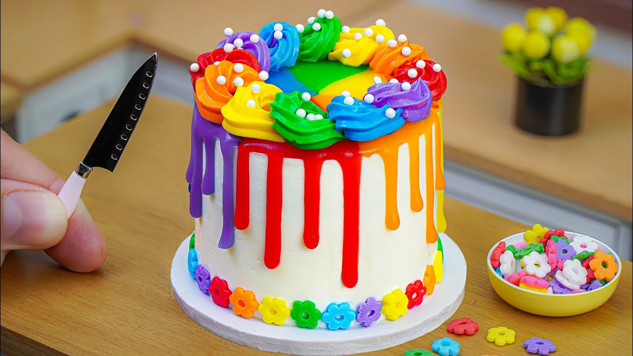 Yummy Chocolate Cake🌈Extremely Tasty Miniature Rainbow Chocolate Cake Decorating Recipe🍫Mini Cake